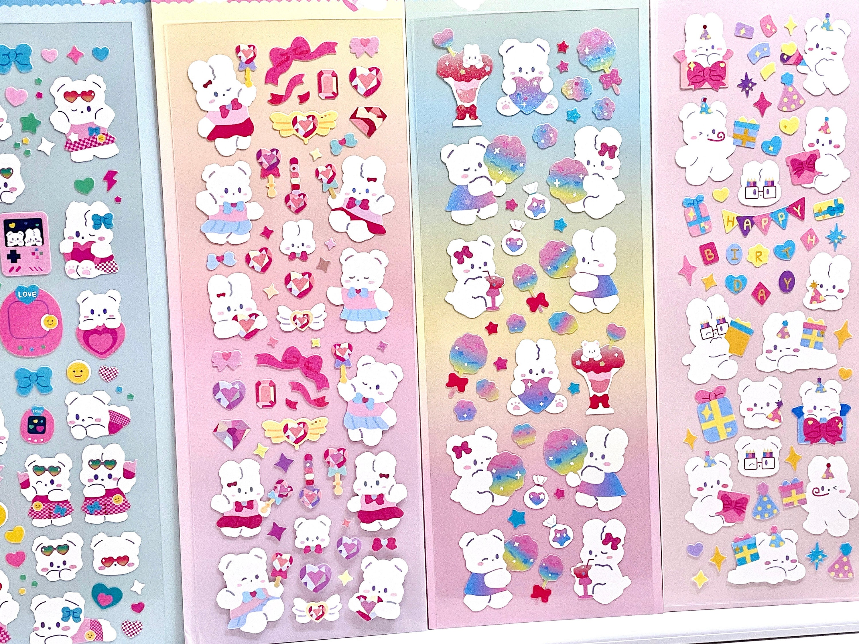 Kpop Photocard Deco Sticker Sheet, Kawaii Bunny Bear Card Making Stickers,  Toploader Deco Stickers, Cupid Heart Ribbon Stickers 