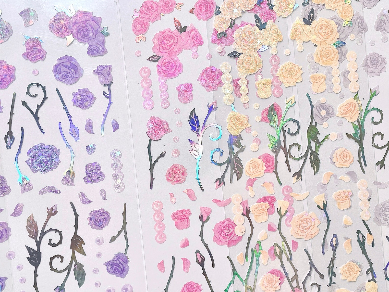 Polco Rose Pearl Sticker Sheet Kpop Toploader Deco Sticker Etsy