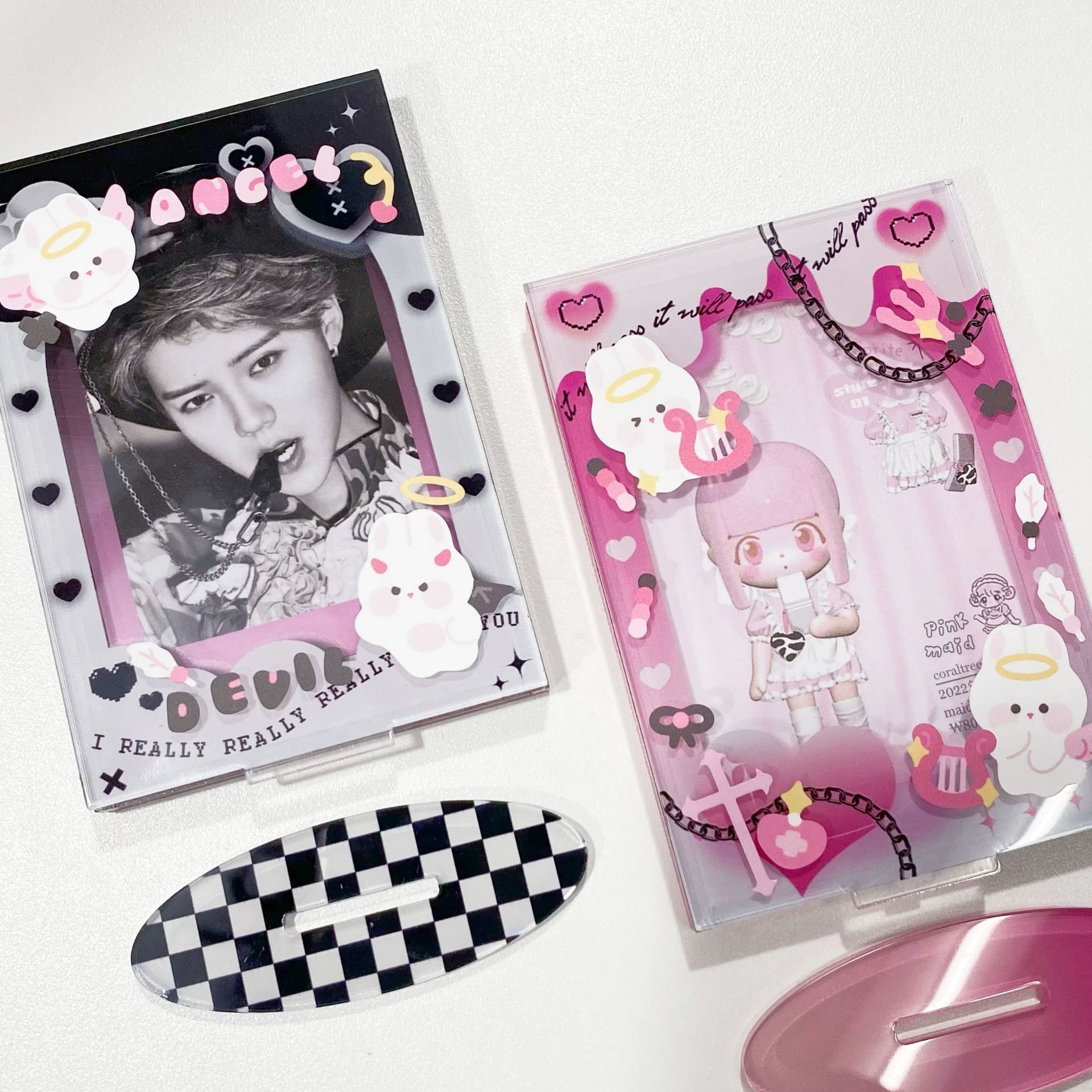 Kpop Photocard Deco Sticker Sheet, Kawaii Bunny Bear Card Making