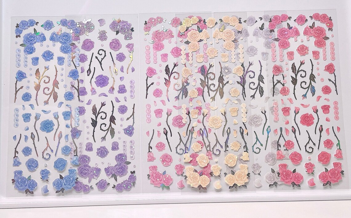 Polco Rose Pearl Sticker Sheet Kpop Toploader Deco Sticker Etsy