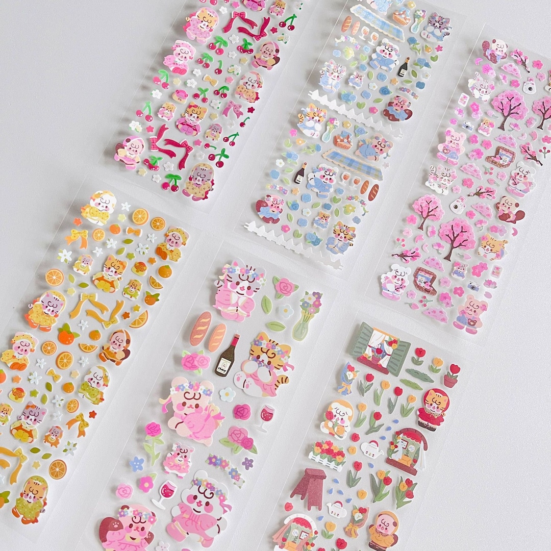 Kpop Toploader Deco Sticker Sheet, Cute Animal Stickers, Tulip Sakura  Cheery Stickers 