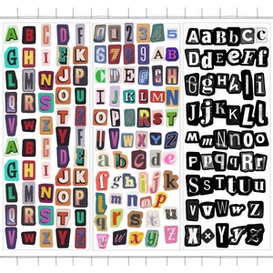 Ransom note letters sticker sheet