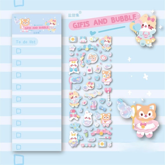Cute Bubble Bunny Deco Sticker, Toploader Deco Sticker, Chrystal, Cotton  Candy Sticker, Spaceship Stickers 