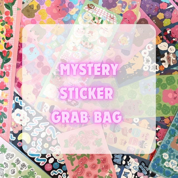 Mystery cute toplaoder deco sticker grab bag, kawaii animal ribbon sticker pack, sparkling flower value pack sticker sheet