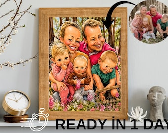 Funny Cartoon Portrait,Family Caricature,family portrait from photo Personalized Family Couple Drawing (Digital Gift)