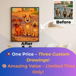 Custom Caricature Portrait from Photo | Funny Pet, Couple or Family Cartoon Drawing | Unique Digital Gift for Animal Lovers