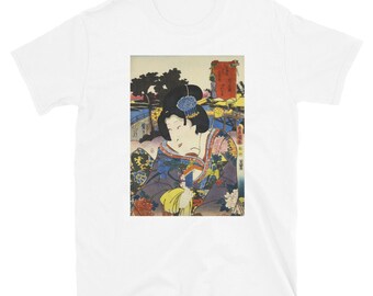 Oude Japanse Geisha shirt, Japanse traditionele, kanji shirt, Samurai, Japanse mythologie, hannya, Japanse traditionele, houtblok print