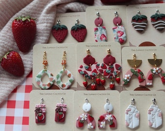 Strawberry Collection | Polymer Clay Earrings | Strawberry Earrings | Fruit Earrings | Clay Earrings | Unique Earrings | Statement Earrings