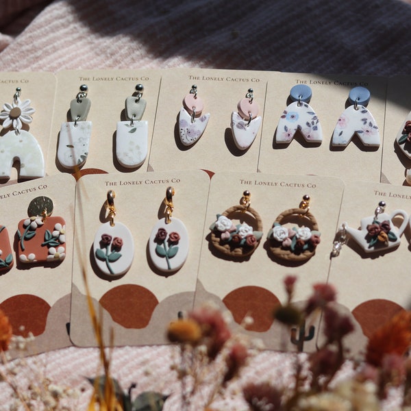 The Flowers Collection | Polymer Clay Earrings | Flower Earrings | Clay Earrings | Statement Earrings | Spring Earrings | Summer Earrings