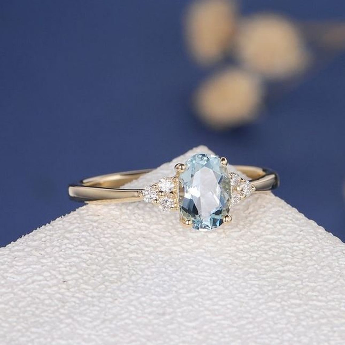 Oval Cut Aquamarine Engagement Ring in Sterling Silver Etsy