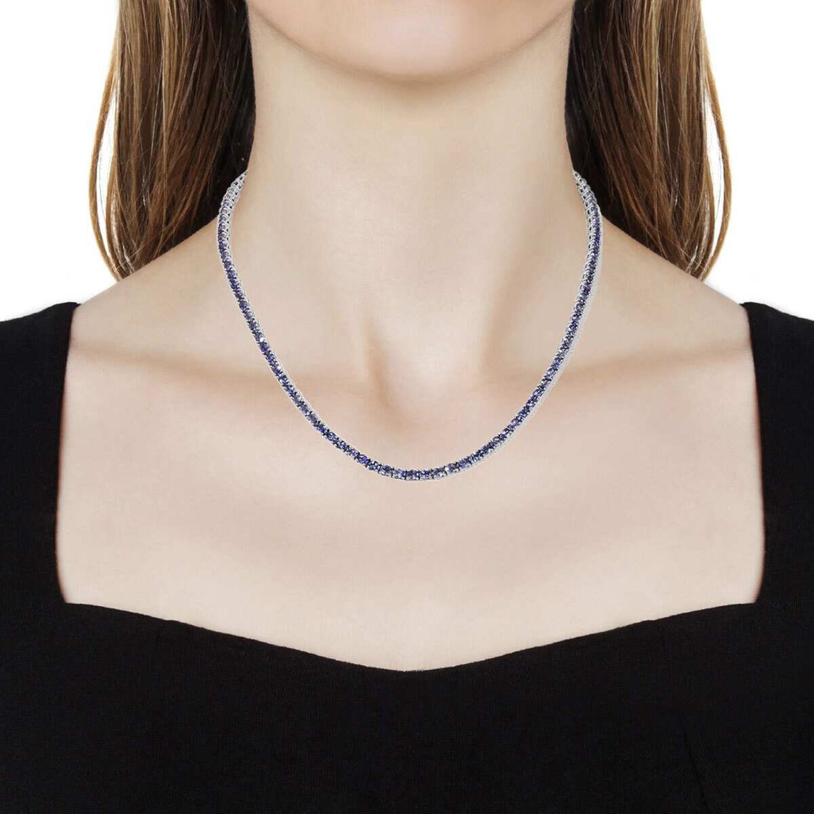Natual Tanzanite Tennis Necklace in Sterling Silver Etsy
