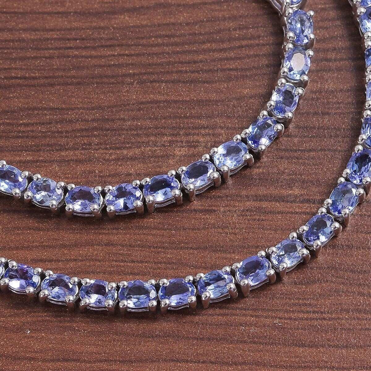 Natual Tanzanite Tennis Necklace in Sterling Silver Etsy