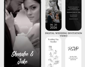 Personalized Digital Wedding Invitation Video, Elegant Wedding Invitation card Video, Animated Save the Date Video, Made to Order