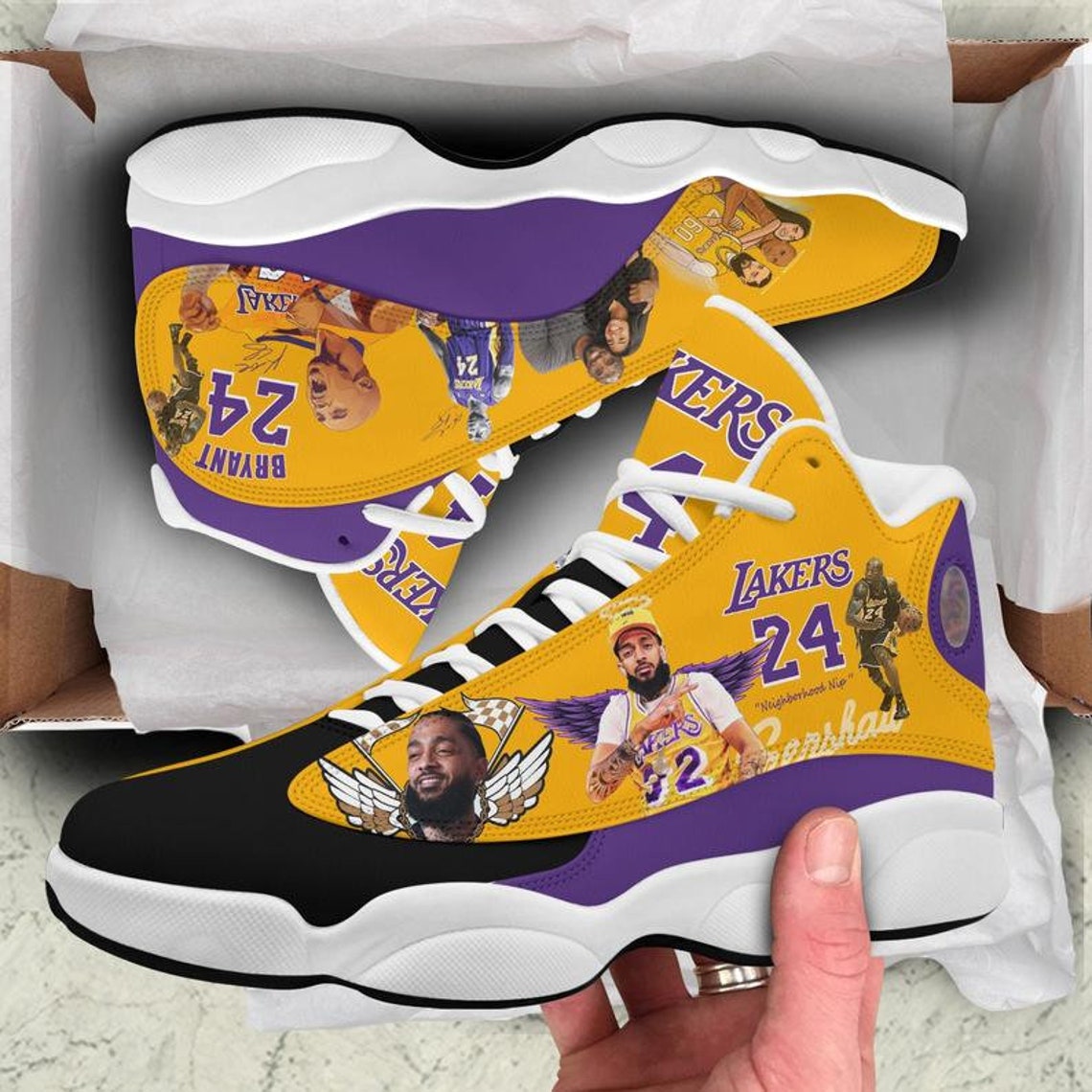 Kobe Bryant Laker 24 Shoes Los Angeles Lakers Shoes | Etsy