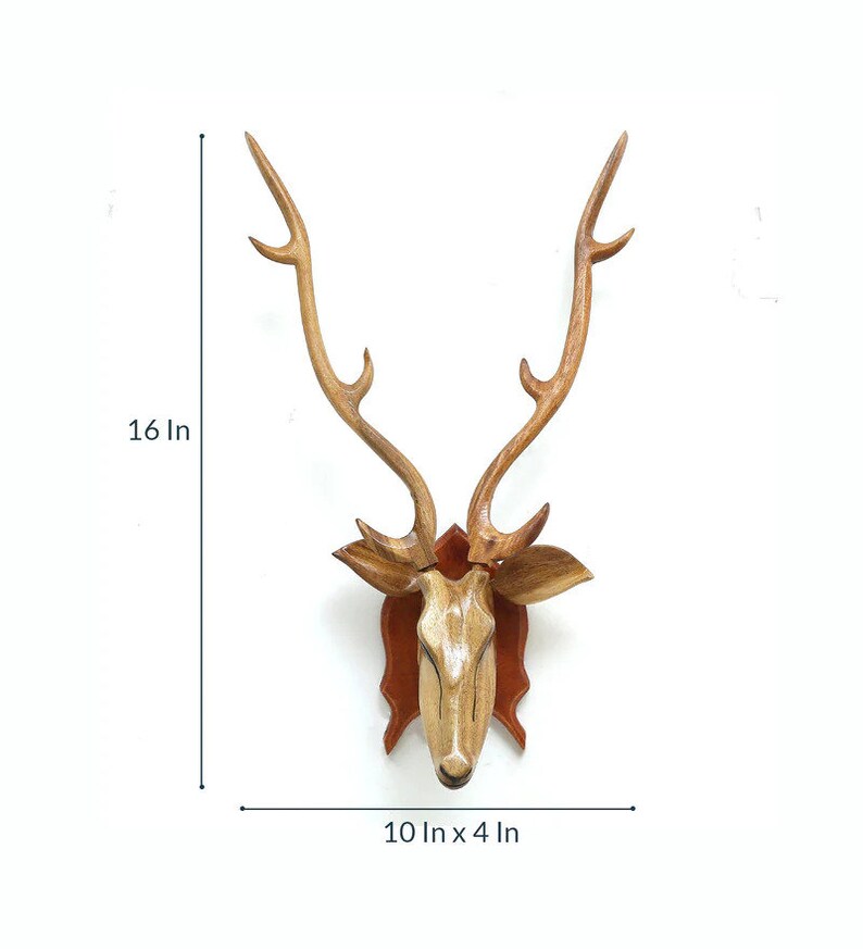 Wooden Deer Head Wall Decor Carved Deer Head With Antlers Etsy