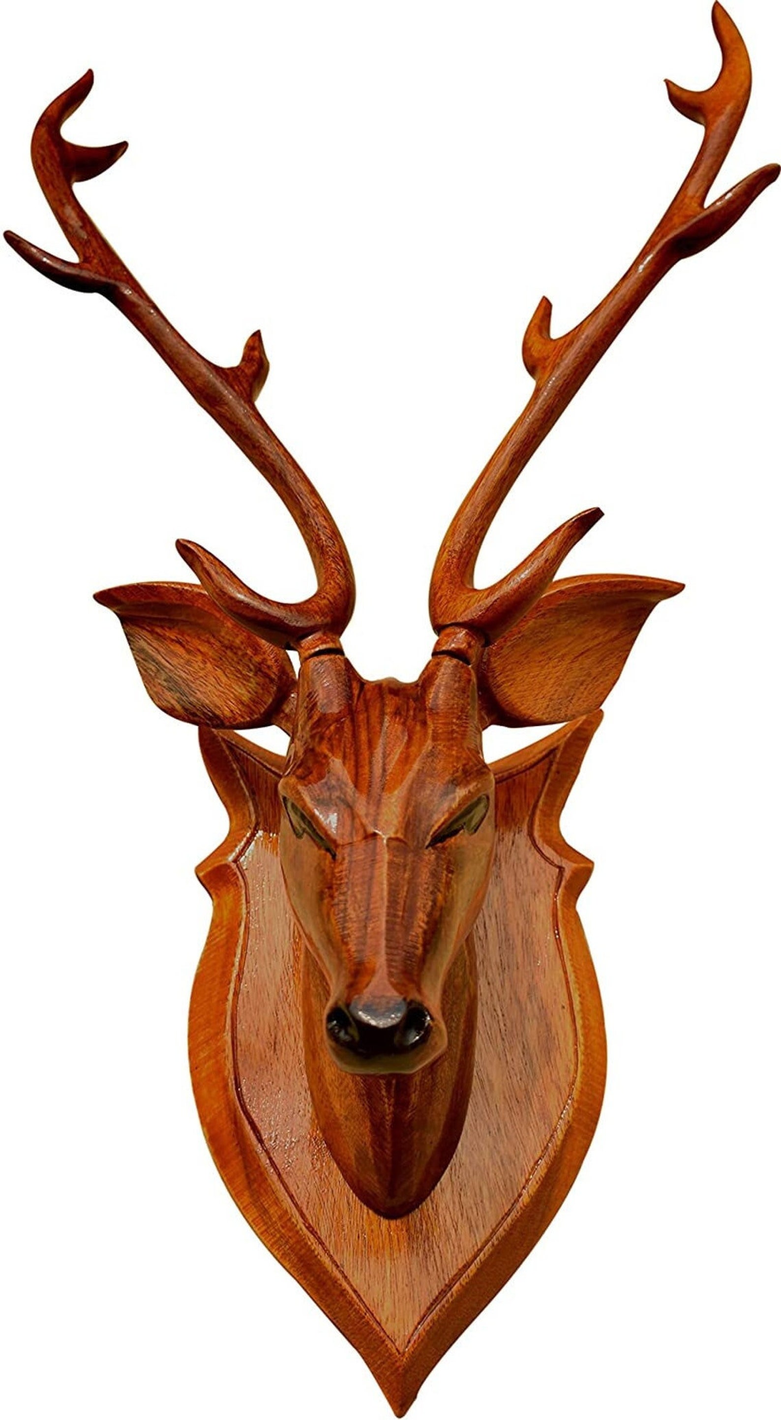 Wooden Deer Head Wall Decor, Carved Deer Head With Antlers, Deer Head