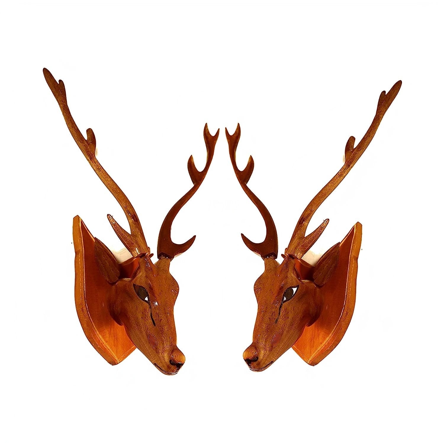 Wooden Deer Head Wall Decor, Carved Deer Head With Antlers, Deer Head