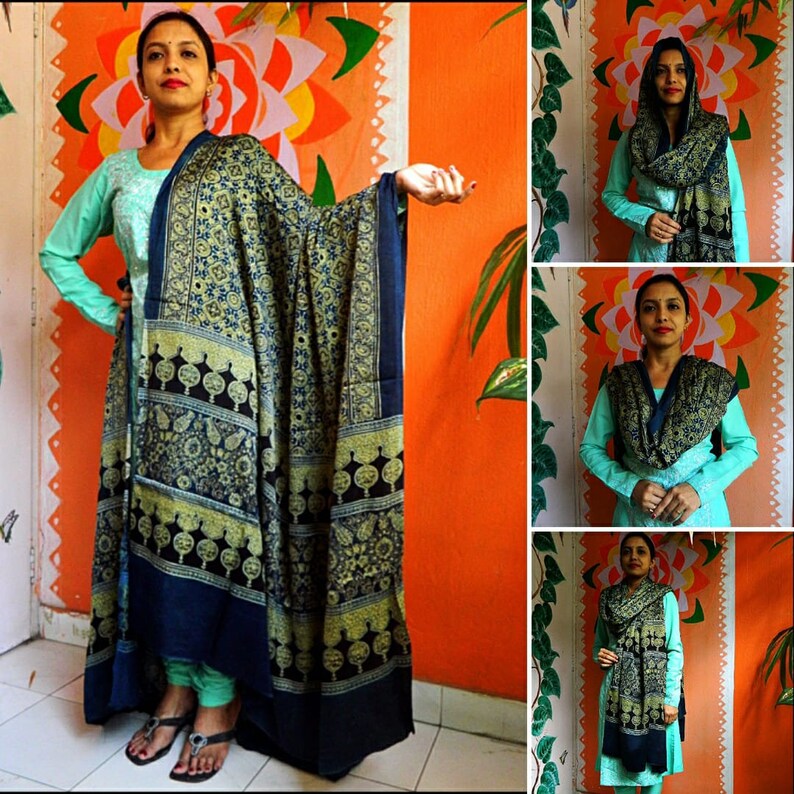 Ajrakh Handblock printed Silk store Masterpiece Dupatta-2021 Limited Edition