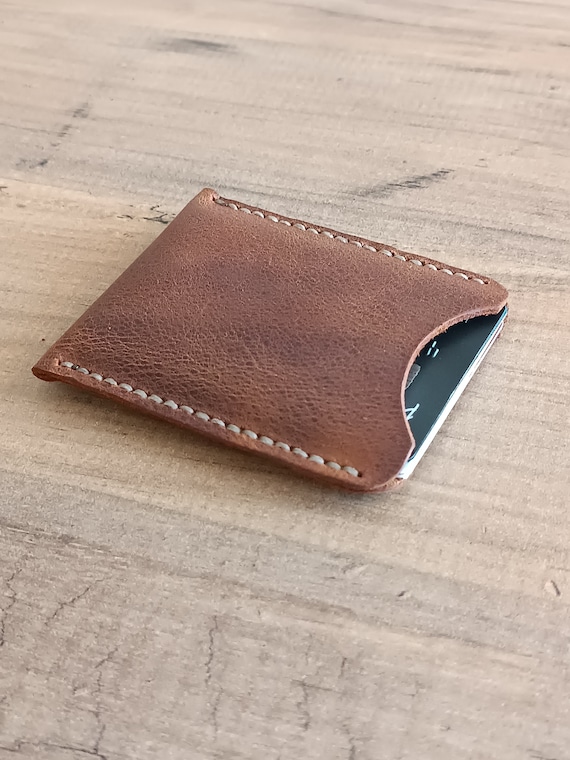 Card Wallet, Minimalist Leather Card Sleeve, Slim Leather Credit