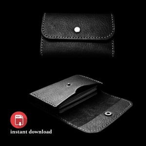 Cartera Cardvisit. Plantilla de cartera con botones, patrón de cuero en PDF, patrón de cuero en PDF, marroquinería, costura de cuero.