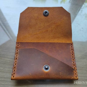 Billetera minimalista, Billetera de cuero, Billetera de dos bolsillos, Billetera para hombre, Billetera delgada de cuero de grano completo, Billetera de cuero fina, Billetera para tarjetas, Cuero personalizado