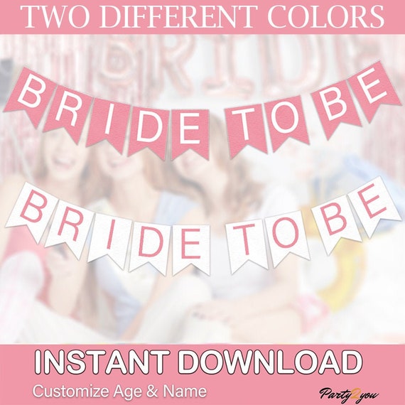 BRIDE TO BE Banner Pdf Template / Two Colors / Instant | Etsy