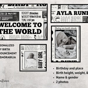 Daily Prophet Baby Birth Poster Nursery and Birth Announcement image 3