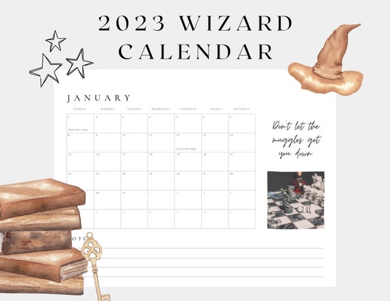 HP Potter Wizard Calendar 2023 Printable 11x8.5 - Etsy