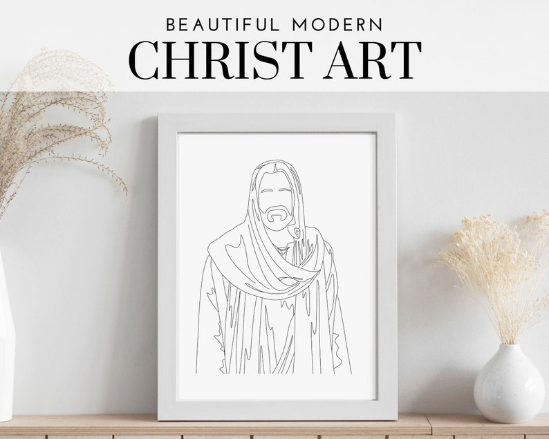 Simple Jesus Christ Line Drawing Savior Art Modern Christian Art Etsy