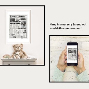 Daily Prophet Baby Birth Poster Nursery and Birth Announcement image 2