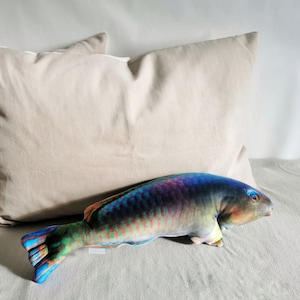 Papagei Fisch Kissen Stofftier Geschenk für Fischer, Fischer Geschenke für Mann oder papa von Tochter, Fisch Deko für Küstenhaus Deko
