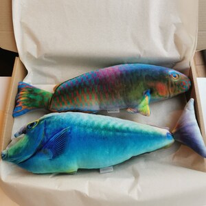 Gift for Fisherman CHRISTMAS fish gift. Unicorn fish pillow stuffed toy Fishing gifts for man or for dad from daughter, COastal decor image 2