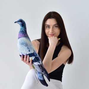 PIGEON plush Pillow for new home decor, Dove pillow for home decor, pigeon stuffed animal Bird elvet plushie for kids room or nursery