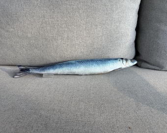 Sardine Fisch Kissen: Samt Stofftier, Fischer Geschenk