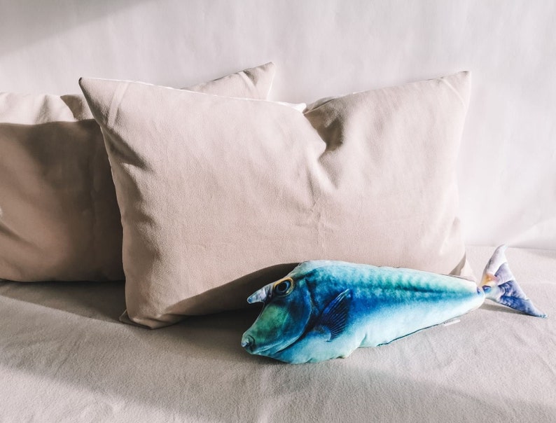 Gift for Fisherman CHRISTMAS fish gift. Unicorn fish pillow stuffed toy Fishing gifts for man or for dad from daughter, COastal decor image 1