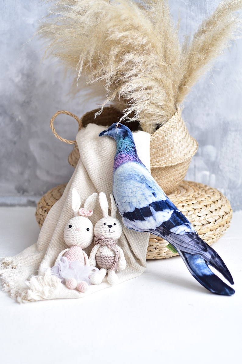 Duif pluche knuffeldier, duif kussen realistische pluche, vogel duif speelgoed, grappige pluche pidgeon kussens, leuk gevormd decoratief kussen afbeelding 3