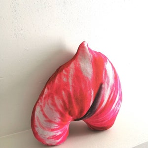 Decorative velvet flower cushion realisting looking perfect gift for Christmas, Anthurium blossom pillow floral living room decor,