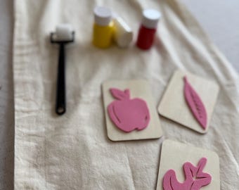 Kit para decorar bolsas de tela: set de pintura textil con sellos, bolsa de algodón con cordón, kit de manualidades para niños, idea de regalo creativa
