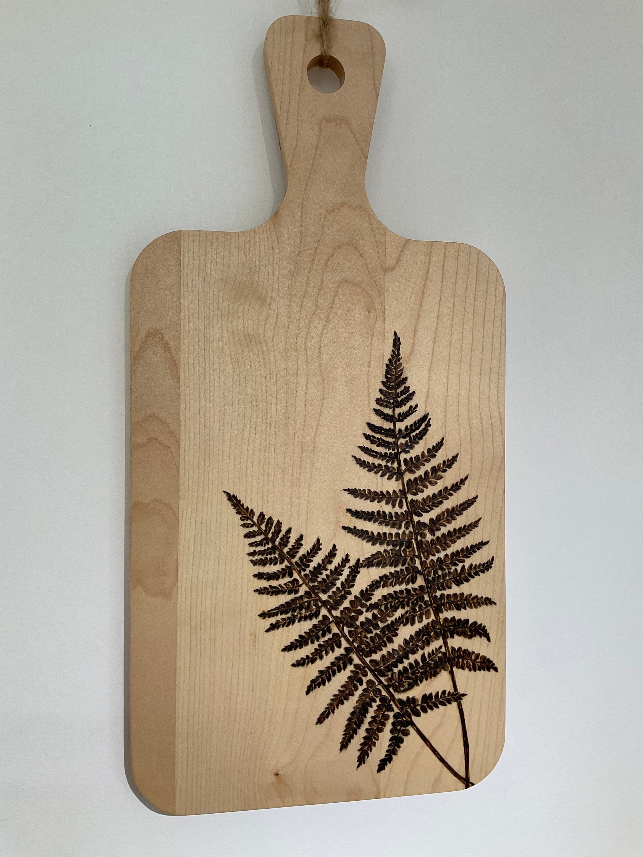 Pyrography Wood Burning Art Fern Design Serving Board Etsy