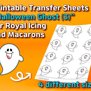 Printable Transfer Sheets &quot;Halloween Ghost (3)&quot; for Royal Icing and Macarons