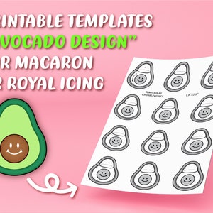 Printable Template &quot;Avocado Design&quot; for Macaron or Icing Transfer