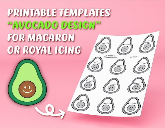 printable template avocado design for macaron or etsy australia
