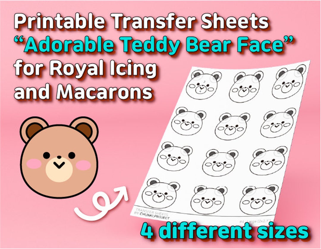 Printable Transfer Sheets "adorable Teddy Bear Face" for Royal Icing ...
