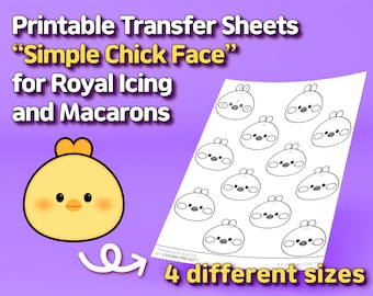 Printable Transfer Sheets "Simple Chick Face" for Royal Icing and Macarons