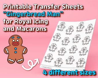 Printable Transfer Sheets &quot;Christmas Gingerbread Man&quot; for Royal Icing and Macarons