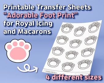 Hojas de transferencia imprimibles "Cute Footprint" para glaseado real y macarons