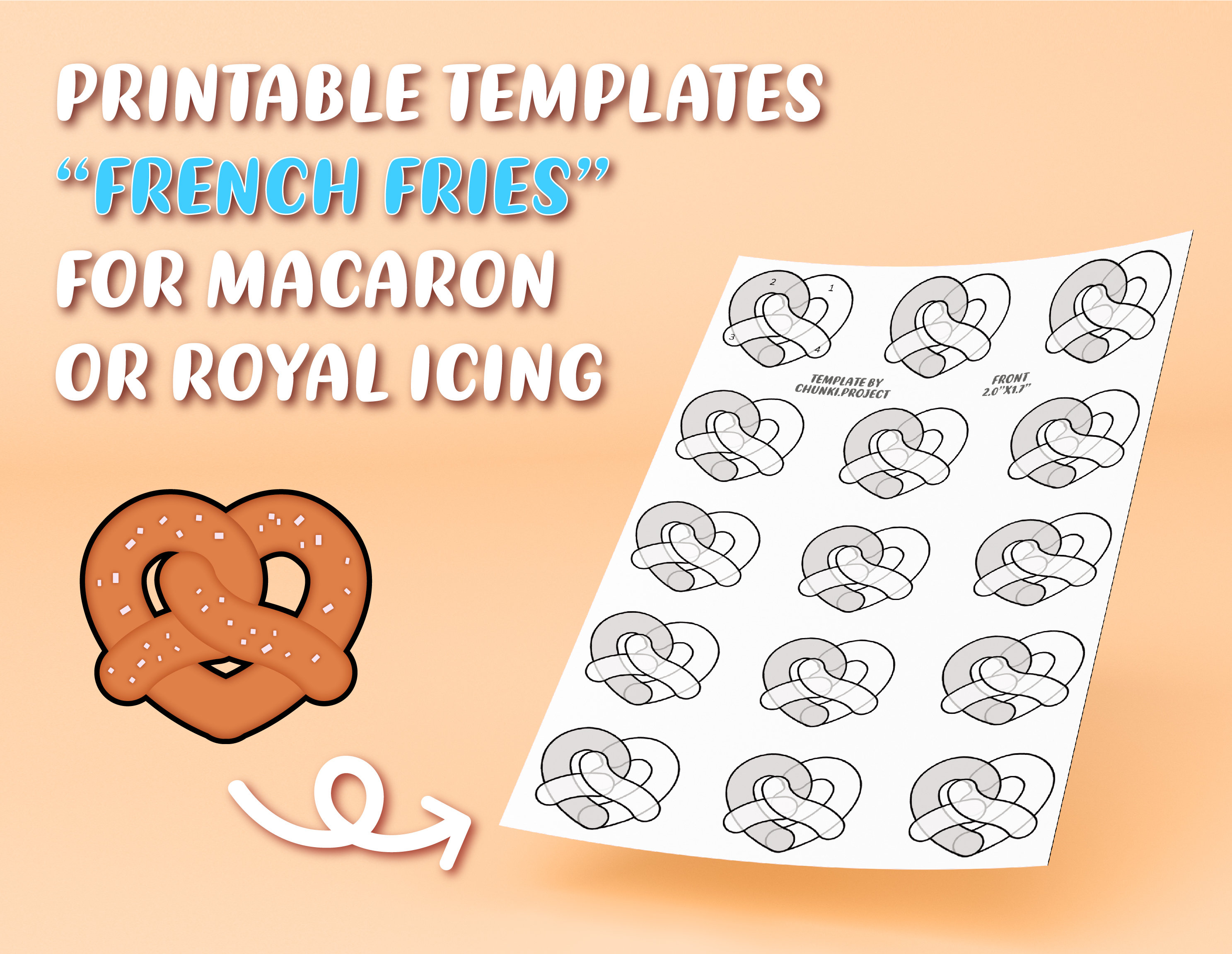 Printable Template Pretzels Design for Macaron or | Etsy