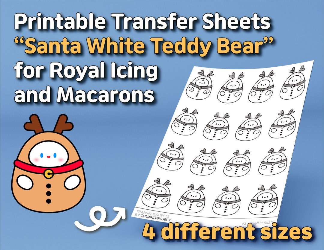 Printable Transfer Sheets rudolf Character for Royal Icing and Macarons ...