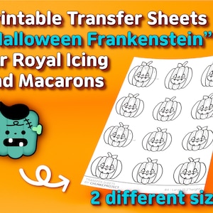 Printable Template &quot;Halloween Frankenstein&quot; for Royal Icing and Macarons