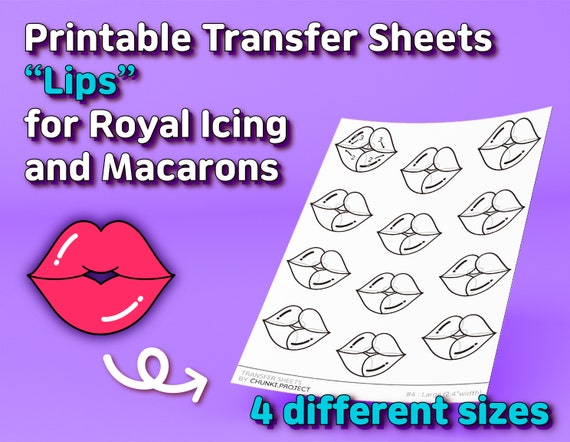 Printable Transfer Sheets lips for Royal Icing and Etsy